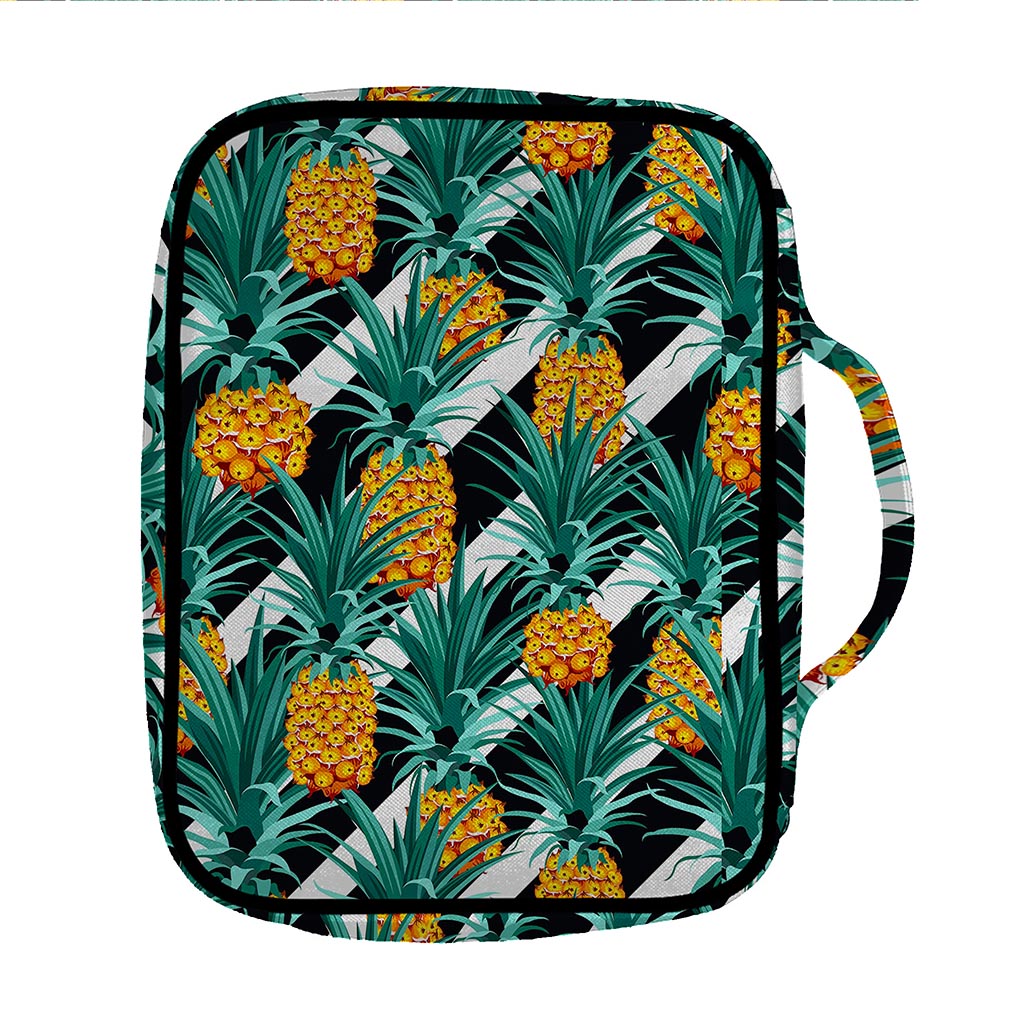 Pineapple Striped Pattern Print Front Pocket Bible Bag