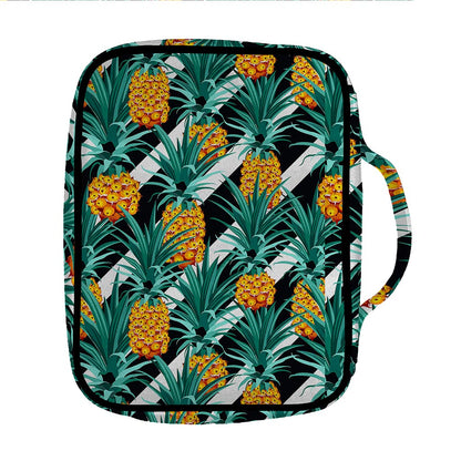 Pineapple Striped Pattern Print Front Pocket Bible Bag