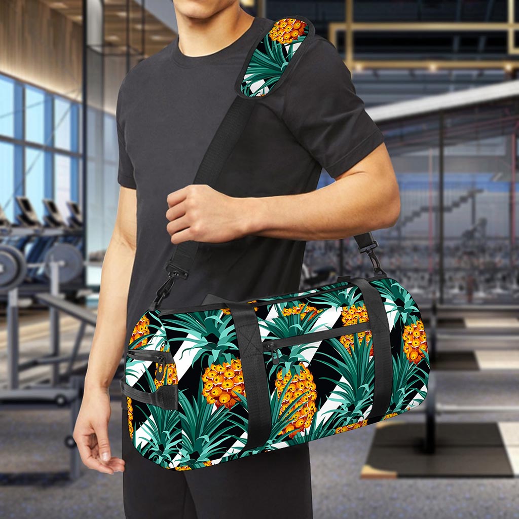 Pineapple Striped Pattern Print Gym Bag