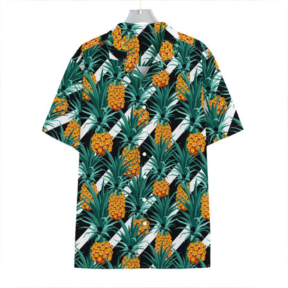 Pineapple Striped Pattern Print Hawaiian Shirt