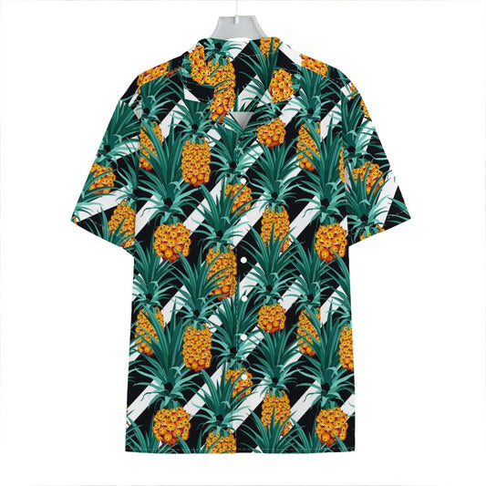 Pineapple Striped Pattern Print Hawaiian Shirt