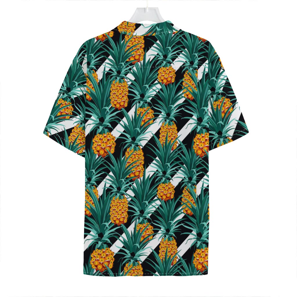 Pineapple Striped Pattern Print Hawaiian Shirt