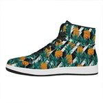 Pineapple Striped Pattern Print High Top Leather Sneakers