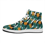 Pineapple Striped Pattern Print High Top Leather Sneakers