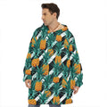 Pineapple Striped Pattern Print Hoodie Blanket