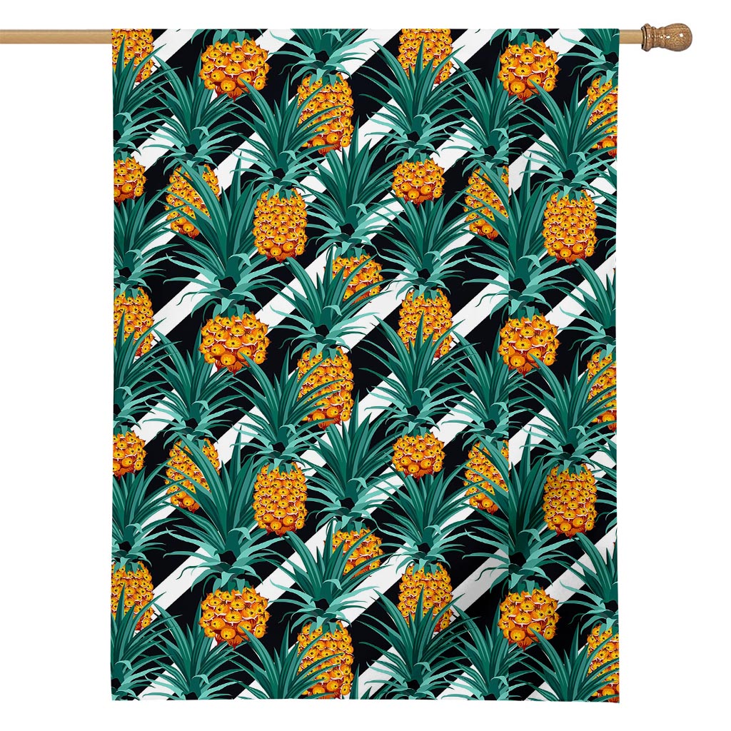 Pineapple Striped Pattern Print House Flag