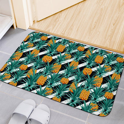 Pineapple Striped Pattern Print Indoor Door Mat