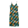 Pineapple Striped Pattern Print Jersey Midi Cami Dress