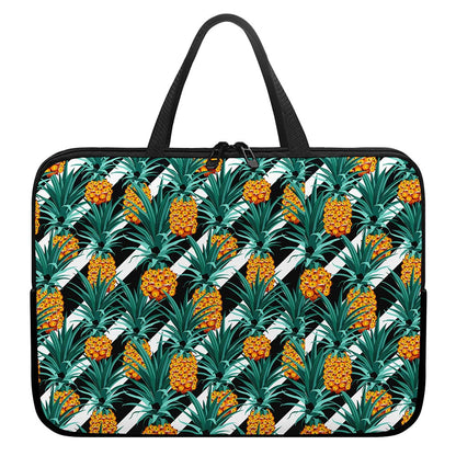 Pineapple Striped Pattern Print Laptop Sleeve With Handle