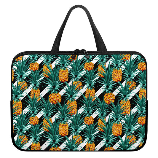 Pineapple Striped Pattern Print Laptop Sleeve With Handle
