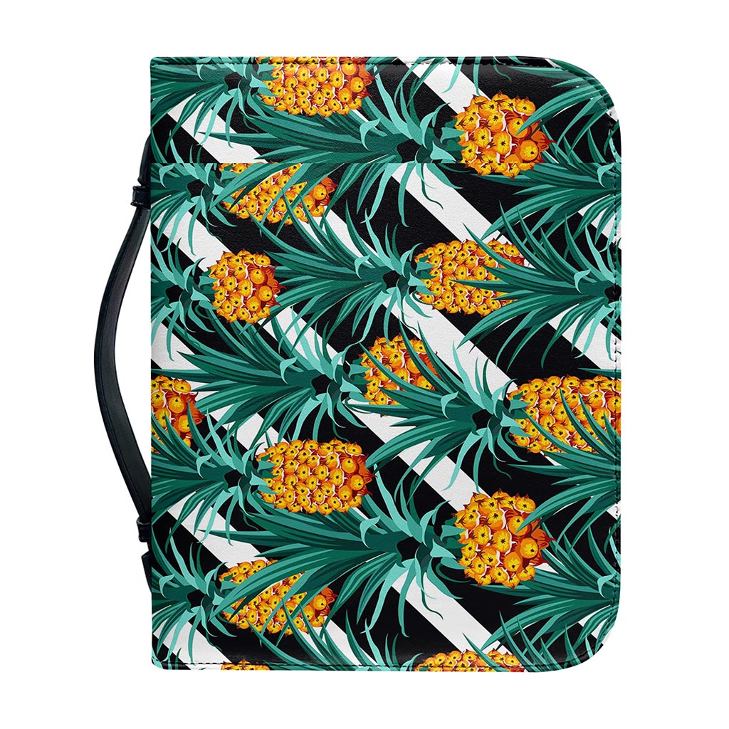 Pineapple Striped Pattern Print Leather Bible Cover