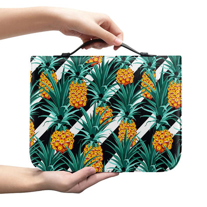 Pineapple Striped Pattern Print Leather Bible Cover