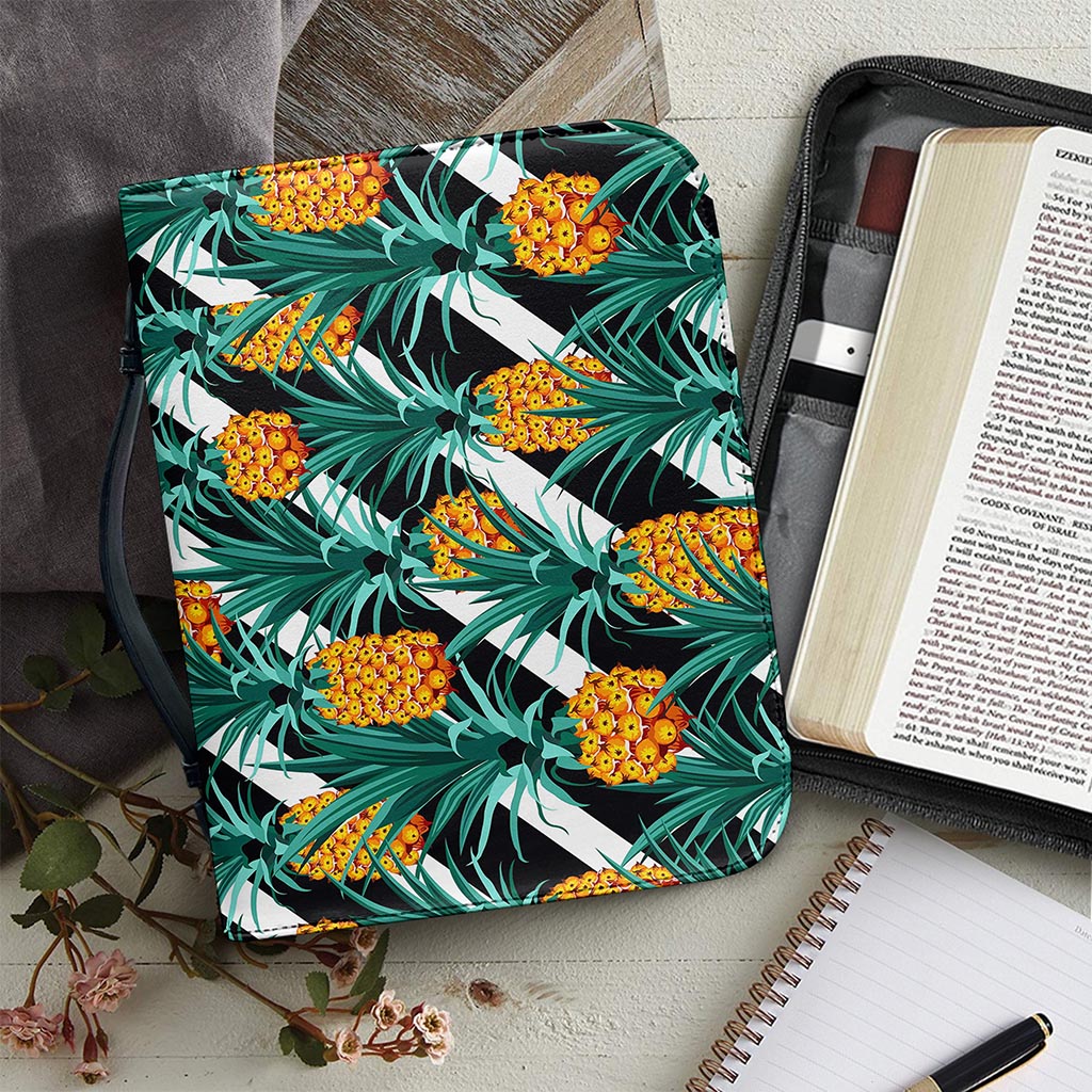 Pineapple Striped Pattern Print Leather Bible Cover
