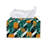 Pineapple Striped Pattern Print Leather Tissue Box Cover