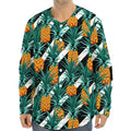 Pineapple Striped Pattern Print Long Sleeve Baseball Jersey