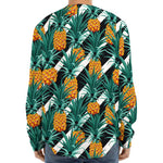 Pineapple Striped Pattern Print Long Sleeve Baseball Jersey