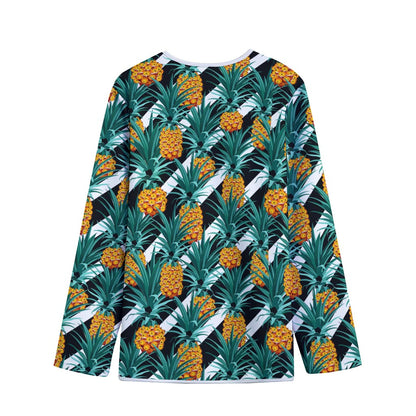 Pineapple Striped Pattern Print Long Sleeve Short Coat
