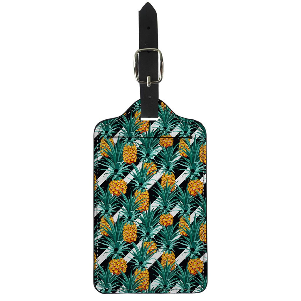 Pineapple Striped Pattern Print Luggage Tag