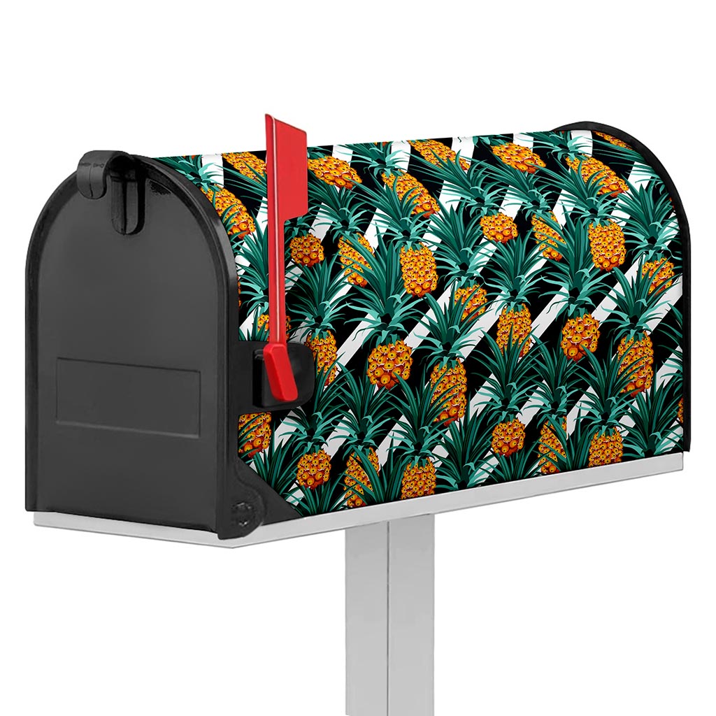 Pineapple Striped Pattern Print Mailbox Cover
