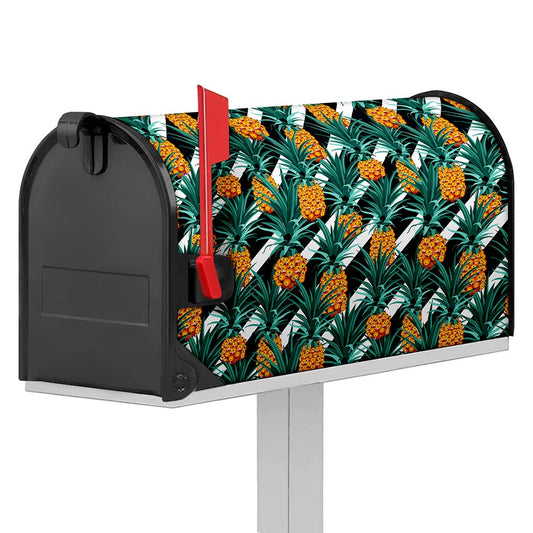Pineapple Striped Pattern Print Mailbox Cover