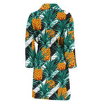 Pineapple Striped Pattern Print Men's Bathrobe