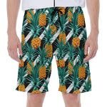 Pineapple Striped Pattern Print Men's Beach Shorts