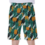 Pineapple Striped Pattern Print Men's Beach Shorts