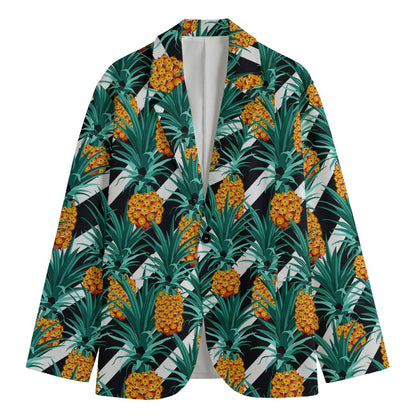 Pineapple Striped Pattern Print Men's Blazer