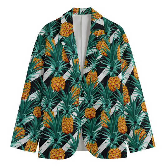 Pineapple Striped Pattern Print Men's Blazer