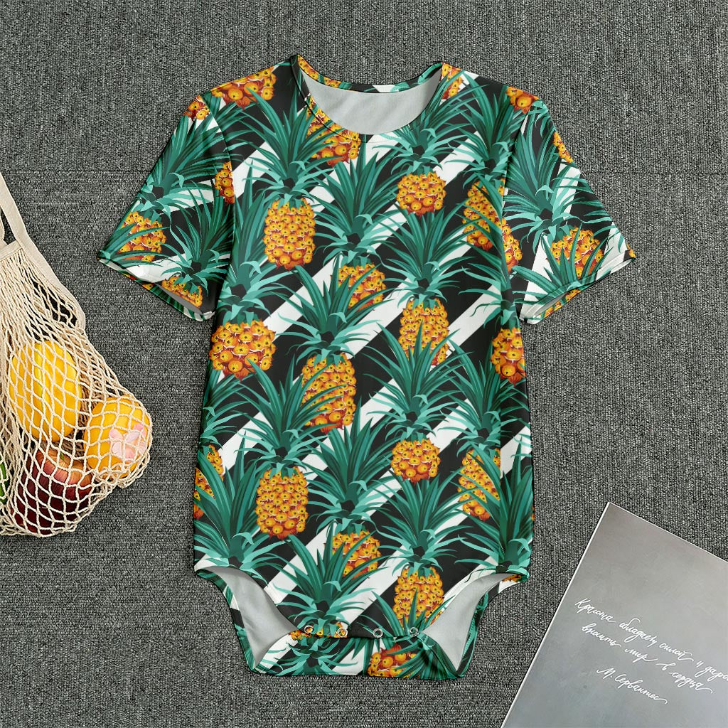 Pineapple Striped Pattern Print Men's Bodysuit