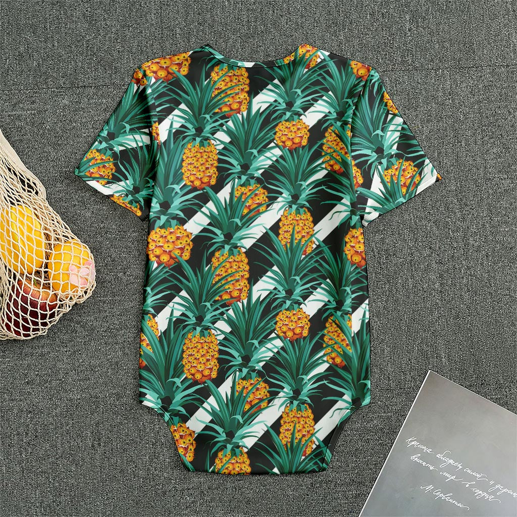 Pineapple Striped Pattern Print Men's Bodysuit
