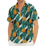 Pineapple Striped Pattern Print Men's Deep V-Neck Shirt