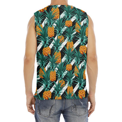 Pineapple Striped Pattern Print Men's Fitness Tank Top