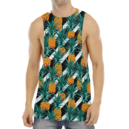 Pineapple Striped Pattern Print Men's Muscle Tank Top
