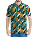 Pineapple Striped Pattern Print Men's Polo Shirt