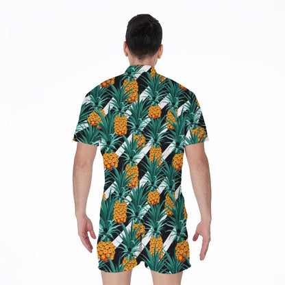 Pineapple Striped Pattern Print Men's Rompers