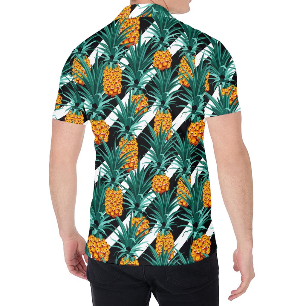 Pineapple Striped Pattern Print Men's Shirt