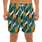 Pineapple Striped Pattern Print Men's Split Running Shorts