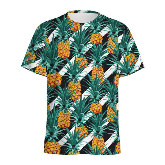 Pineapple Striped Pattern Print Men's Sports T-Shirt