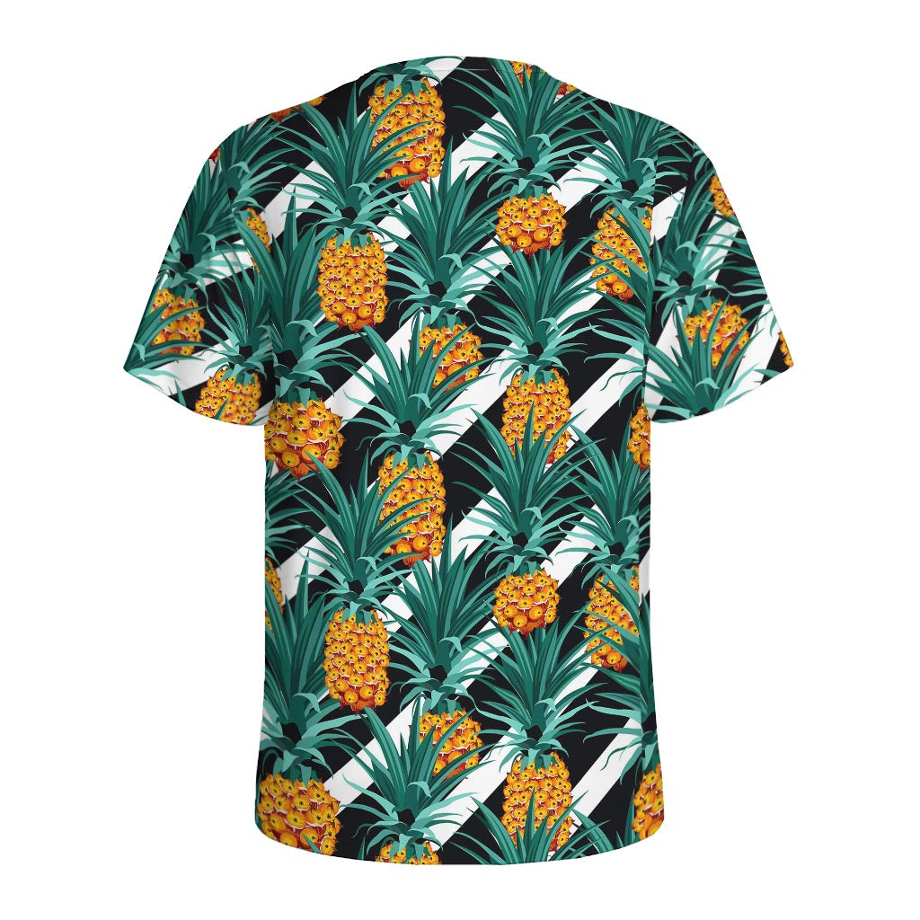 Pineapple Striped Pattern Print Men's Sports T-Shirt