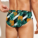 Pineapple Striped Pattern Print Men's Swim Briefs