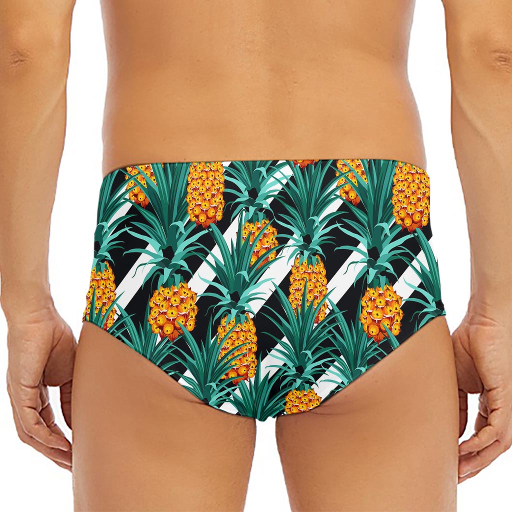 Pineapple Striped Pattern Print Men's Triangle Swim Briefs