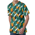 Pineapple Striped Pattern Print Men's Velvet T-Shirt
