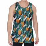 Pineapple Striped Pattern Print Men's Velvet Tank Top