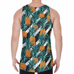 Pineapple Striped Pattern Print Men's Velvet Tank Top