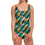 Pineapple Striped Pattern Print One Piece Swimsuit