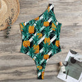 Pineapple Striped Pattern Print One Shoulder Bodysuit