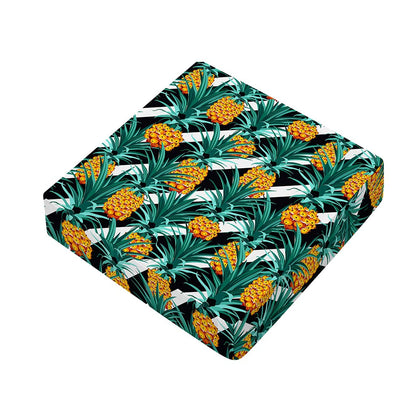 Pineapple Striped Pattern Print Outdoor Seat Cushion Cover