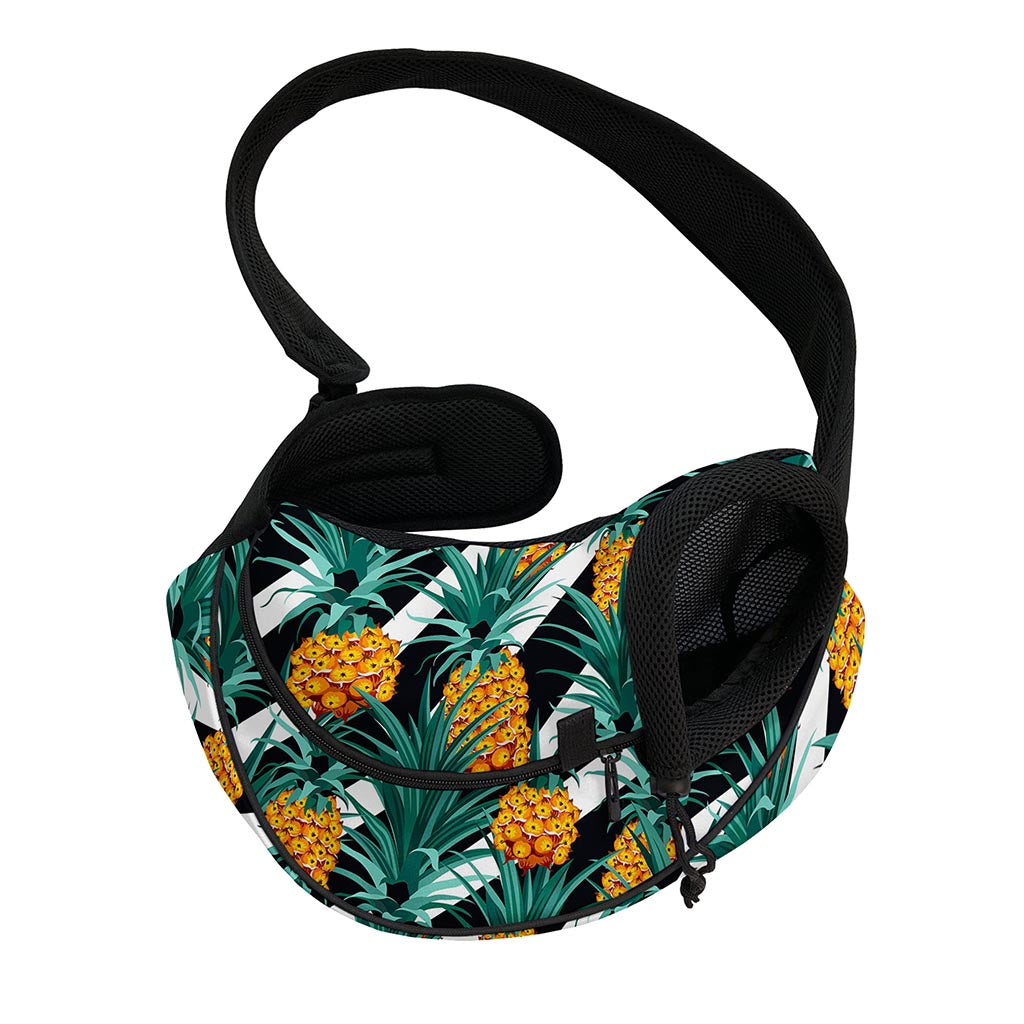 Pineapple Striped Pattern Print Pet Sling Carrier