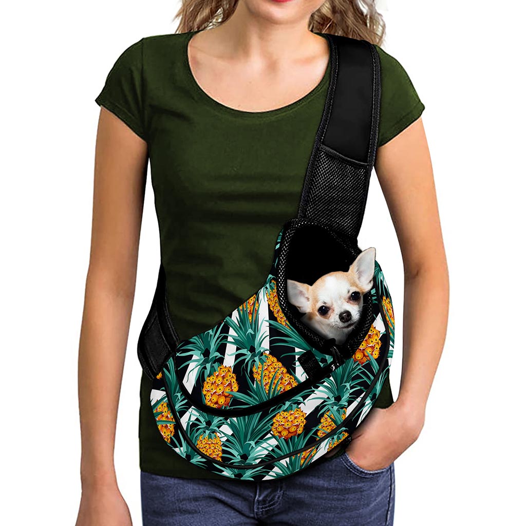 Pineapple Striped Pattern Print Pet Sling Carrier